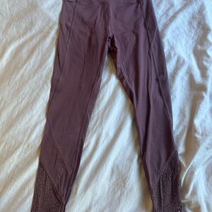 PINK Mauve Lace Trim Leggings